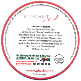 Plocher Schweiz Gesundleben DBB Testuntersetzer  kostenlos erhältlich